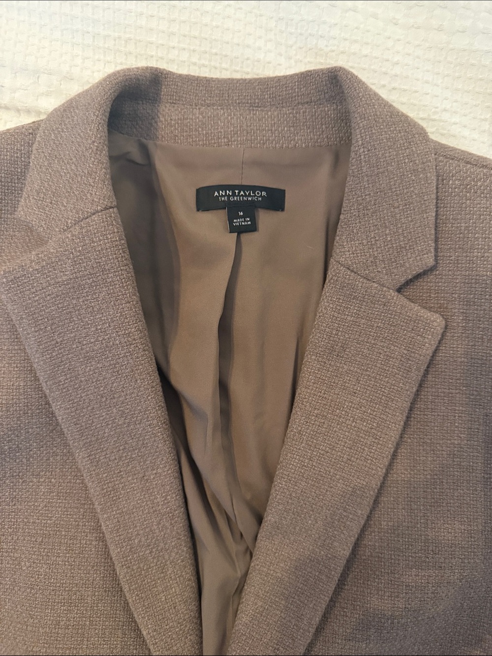 Ann Taylor Brown Textured Two-Button Blazer